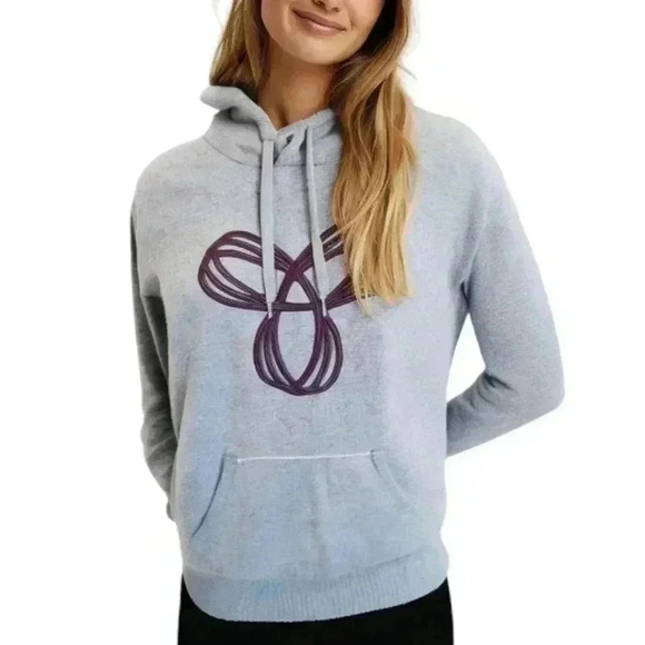 Aritzia TNA Sweatfleece Baltic Hoodie Grey Purple Sweatshirt Women's size Small - Picture 1 of 13